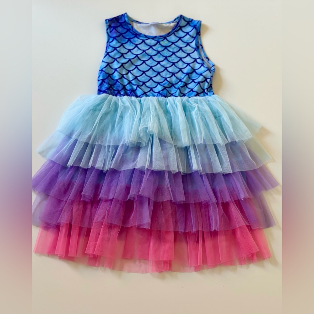 Mermaid Scales Kids Costume Dress - Blue, Purple, Pink size 6-7